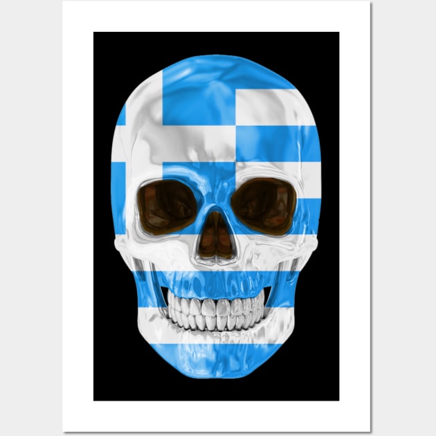 Greece Flag Skull - Gift for Greek With Roots From Greece Wall Art by Country Flags